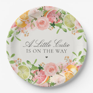 Pastel Citrus Floral Cutie Baby shower Dessert Papieren Bordje
