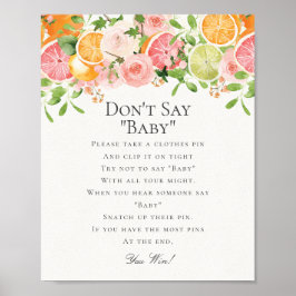 Pastel Citrus Floral Cutie Dont Say Baby Game Poster