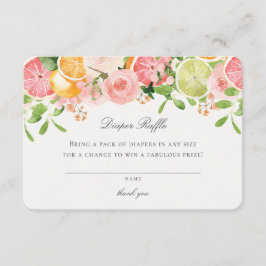 Pastel Citrus Floral Cutie Luier Raffle Insert Informatiekaartje