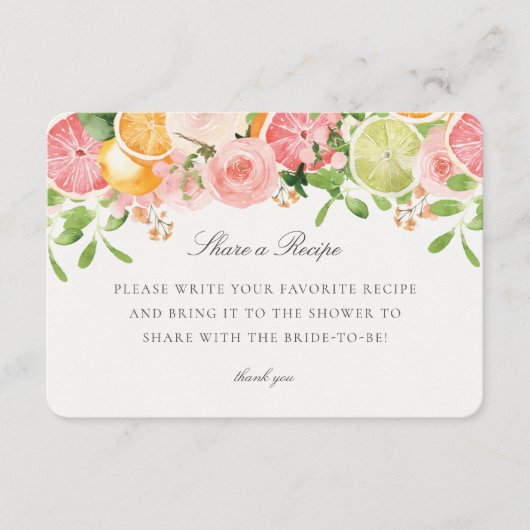 Pastel Citrus Floral Deel een recept Insert Informatiekaartje (Voorkant)