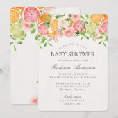 Pastel Citrus Floral Little Cutie Baby shower Kaart (Voorkant / Achterkant)