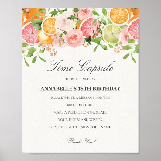 Pastel Citrus Floral Little Cutie Time Capsule Poster (Voorkant)