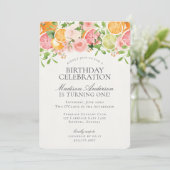 Pastel Citrus Floral Little Cutie Verjaardagsfeest Kaart (Staand voorkant)