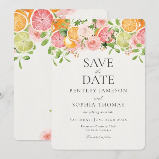 Pastel Citrus Floral Main Squeeze Sla de datum op Kaart (Voorkant / Achterkant)