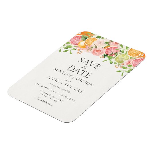 Pastel Citrus Floral Main Squeeze Sla de datum op Magneet (Linkerzijde)
