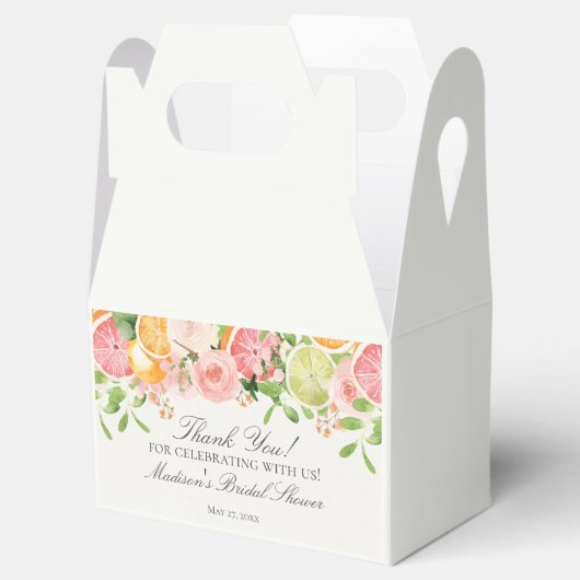 Pastel Citrus Floral Main Squeeze Vrijgezellenfees Bedankdoosjes (Geopend)