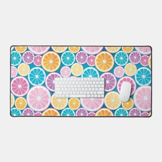 Pastel Citrus Fruit Patroon Bureaumat (Keyboard & Muis)