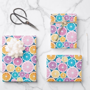 Pastel Citrus Fruit Patroon Inpakpapier Vel