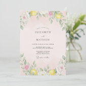 Pastel Citrus Watercolor Bruiloft Kaart (Staand voorkant)