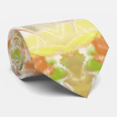 Pastel Citrus Waterverf Designer Print Patroon Stropdas (Opgerold)