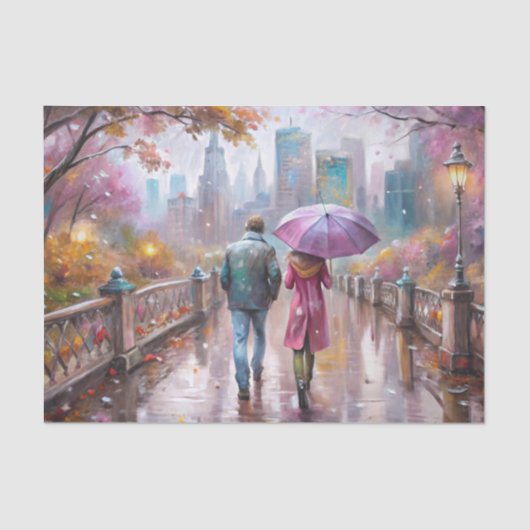 Pastel City Rain Walk Decoupage Tissuepapier (Voorkant)