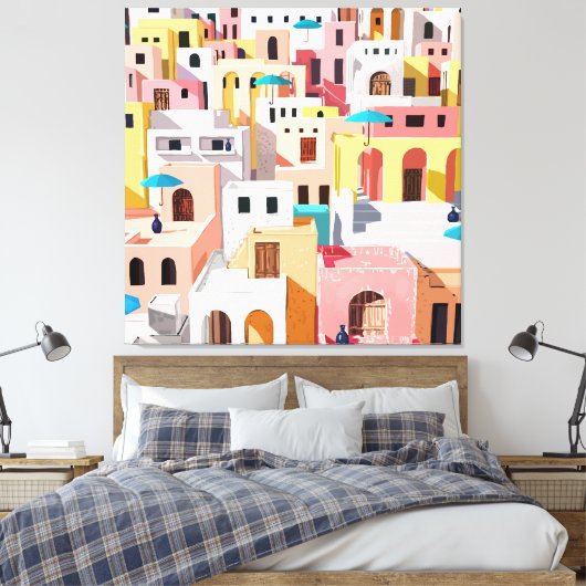 Pastel Cityscape Canvas Afdruk (Insitu (Slaapkamer))