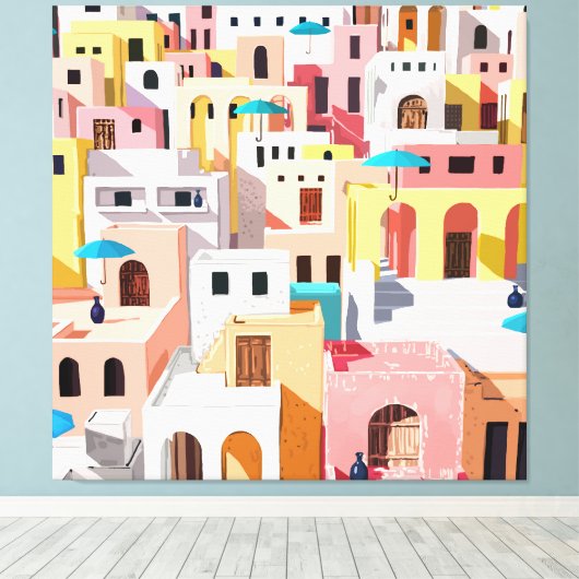 Pastel Cityscape Canvas Afdruk (Insitu (Houten vloer))
