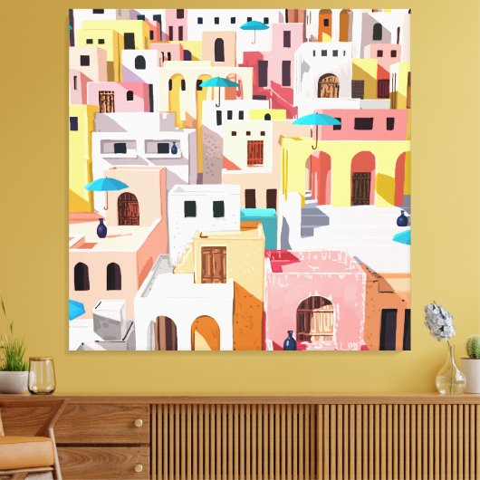 Pastel Cityscape Canvas Afdruk (Insitu (Woonkamer))
