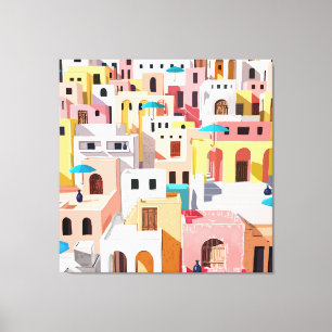 Pastel Cityscape Canvas Afdruk