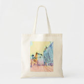 Pastel Cityscape Kruidenier Terug Tote Bag (Voorkant)