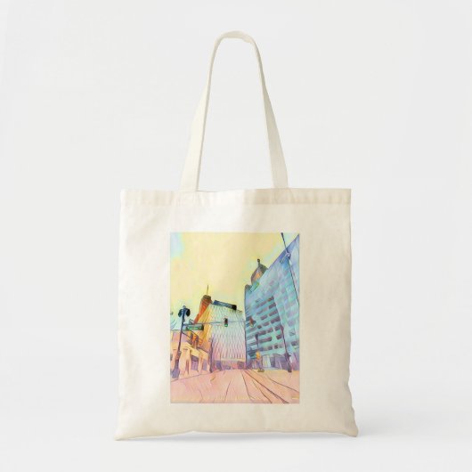 Pastel Cityscape Kruidenier Terug Tote Bag (Voorkant)