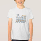 Pastel Classic Steam Train Engine Illustration Tri-Blend Shirt (Voorkant)