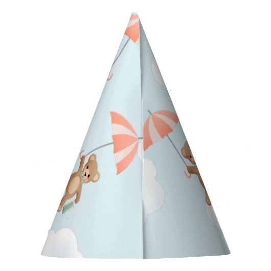 Pastel Classic Teddy Bear Perzik Blauw Feesthoedjes (Achterkant)