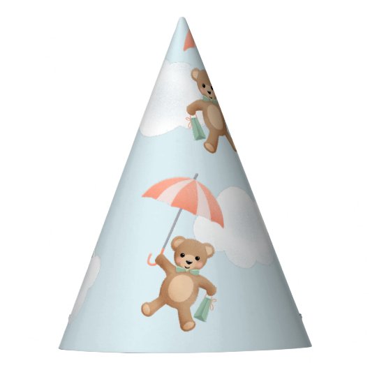 Pastel Classic Teddy Bear Perzik Blauw Feesthoedjes (Voorkant)