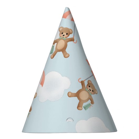 Pastel Classic Teddy Bear Perzik Blauw Feesthoedjes (Rechts)