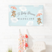 Pastel Classic Teddybeer Perzik Blauw Baby shower Spandoek (Insitu)
