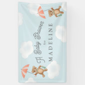 Pastel Classic Teddybeer Perzik Blauw Baby shower Spandoek (Verticaal)