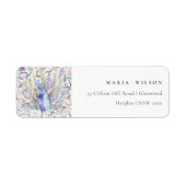 Pastel Classy  Waterverf Peacock Adres Etiket (Voorkant)