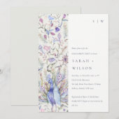 Pastel Classy  Waterverf Peacock Verloving Kaart (Voorkant / Achterkant)