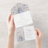 Pastel Classy  Waterverf Peacock Wedding All In One Uitnodiging (Afscheurbaar)