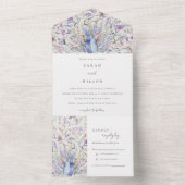 Pastel Classy  Waterverf Peacock Wedding All In One Uitnodiging (Binnen)