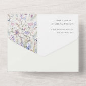 Pastel Classy  Waterverf Peacock Wedding All In One Uitnodiging (Achterkant)