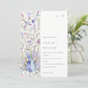 Pastel Classy Waterverf Peacock Wedding Kaart
