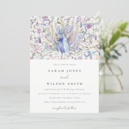 Pastel Classy  Waterverf Peacock Wedding Kaart