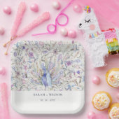 Pastel Classy  Waterverf Peacock Wedding Papieren Bordje (Feest)
