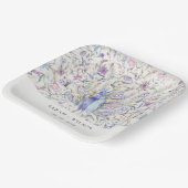 Pastel Classy  Waterverf Peacock Wedding Papieren Bordje (Gebogen)