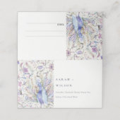 Pastel Classy  Waterverf Peacock Wedding Plaatskaartje (Buitenkant ongevouwen)