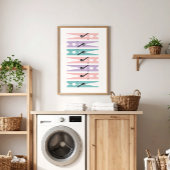 Pastel Clothes Pins Laundry Room Art Poster