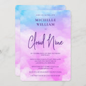 Pastel Cloud Negen Waterverf Paarse Vrijgezellenfe Kaart (Voorkant / Achterkant)