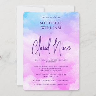 Pastel Cloud Negen Waterverf Paarse Vrijgezellenfe Kaart