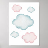 Pastel Cloud Nursery Poster Kinder Room Decor (Voorkant)