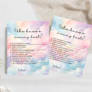 Pastel Cloud Wie kent mama Beste Baby shower Spel