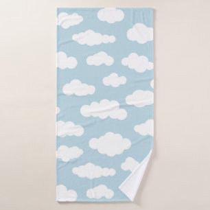 Pastel Clouds Aesthetic Baby Blue en White Badhanddoek