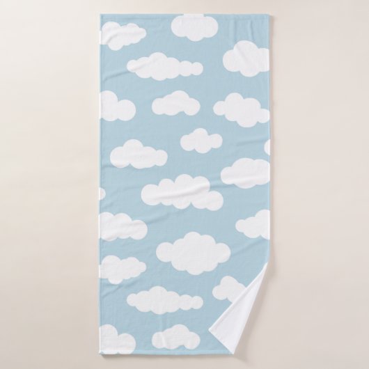 Pastel Clouds Aesthetic Baby Blue en White Badhanddoek (Badhanddoek)