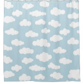 Pastel Clouds Aesthetic Baby Blue en White Douchegordijn (Voorkant)