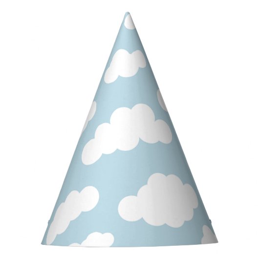 Pastel Clouds Aesthetic Baby Blue en White Feesthoedjes (Voorkant)