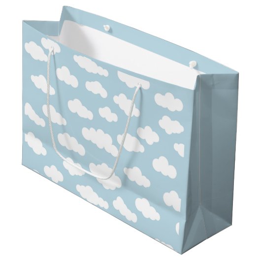 Pastel Clouds Aesthetic Baby Blue en White Groot Cadeauzakje (Voorkant Gekanteld)