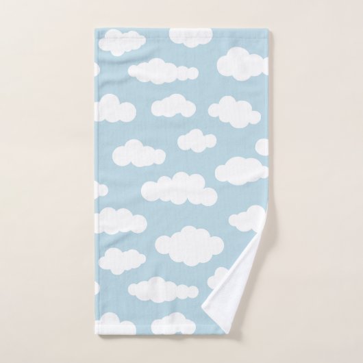Pastel Clouds Aesthetic Baby Blue en White Handdoek (Handdoek)