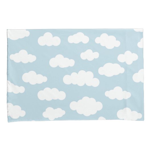 Pastel Clouds Aesthetic Baby Blue en White Kussensloop (Voorkant-Rechts)