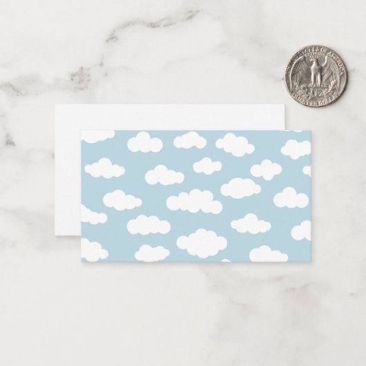 Pastel Clouds Aesthetic Baby Blue en White Notitiekaartje (Voorkant / Achterkant in situ)